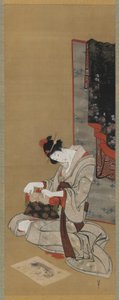 Újévi szokás: Edo-korszak, 1806-11 körül (tinta és szín, selyem) alkotó: Katsushika Hokusai