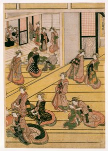 Ogi-ya teaház újévi napjai, 1810 körül (fatömbnyomatok) (lásd még: 406533, 406534 és 406535) alkotó: Katsushika Hokusai