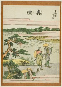 Okitsu, from the series "Fifty-three Stations of the Tokaido (Tokaido gojusan tsugi)" alkotó: Katsushika Hokusai