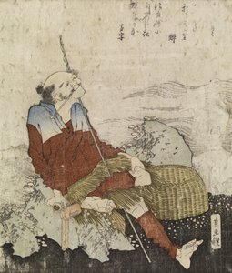 Pipáját szívó öreg halász, 1835 körül (színes fatömbnyomat) alkotó: Katsushika Hokusai