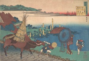 Motoyoshi Shinno verse, a Száz vers, a nővér Hy... című sorozatából, kb. 1839. alkotó: Katsushika Hokusai