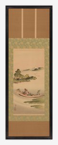 Folyói táj: komp és Fuji-hegy, Edo-korszak, 1842. alkotó: Katsushika Hokusai