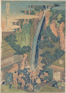 A Rōben-vízesés az Ōyama-hegyen, Sagami tartományban (Sōshū Ōyama Rōben no taki), a „Vízesések körutazása a különböző tartományokban” (Shokoku taki meguri) című sorozatból alkotó: Katsushika Hokusai