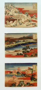 Hó, hold és virágok gyönyörű tájakon alkotó: Katsushika Hokusai