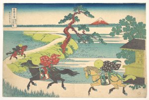 Sekiya falu a Sumida-folyón (Sumidagawa Sekiya no sato), a „A Fuji-hegy harminchat látképe” (Fugaku sanjūrokkei) című sorozatból alkotó: Katsushika Hokusai