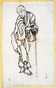 Önarckép öregemberként, 1840-49 körül (toll és tinta papíron) alkotó: Katsushika Hokusai
