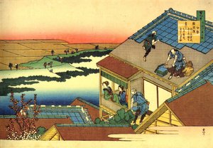 Száz költő száz verséből álló sorozat: "Lady Ise"" táj, Japán - Katsushika Hokusai (1760-1849) nyomata (ukiyo-e school) 1830 körül Szentpétervári Állami Ermitázs alkotó: Katsushika Hokusai