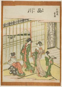 Shinagawa, a te sorozatból: "Ötvenhárom városi fokozatú S tachi hang (városi fokozatú főhegy következő)" alkotó: Katsushika Hokusai