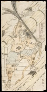 Shinozuka Iganokami Sadatsuna, aki egy hajóhorgonyt tart a kezében alkotó: Katsushika Hokusai