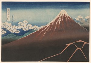 Zuhany a csúcs alatt (Sanka hakuu), a "Harminchat kilátás a Fudzsi-hegyre (Fugaku sanjurokkei)" sorozatból alkotó: Katsushika Hokusai