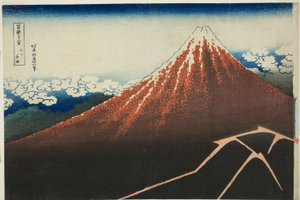Zuhany a csúcs alatt (Sanka hakuu), a "Harminchat kilátás a Fudzsi-hegyre (Fugaku sanjurokkei)" sorozatból alkotó: Katsushika Hokusai