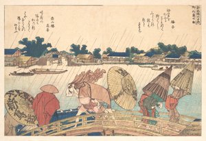 Zuhany az Új Yanagi-hídnál alkotó: Katsushika Hokusai