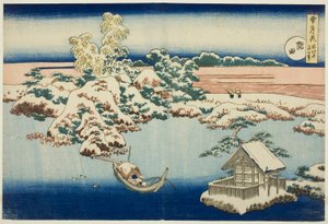 Hó a Sumida-folyón, a „Hó, Hold és virágok” című sorozatból alkotó: Katsushika Hokusai