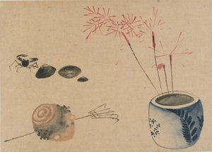 Csillagszórók, rák és hagyma, 18. század vége – 19. század eleje. alkotó: Katsushika Hokusai
