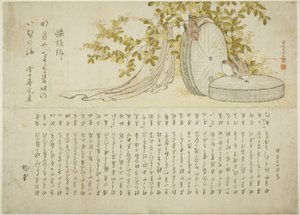 Veréb malomköveken Hagi bokrokkal alkotó: Katsushika Hokusai