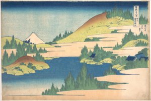 A Sagami tartománybeli Hakone-tó (Sōshū Hakone kosui), a „A Fuji-hegy harminchat látképe” (Fugaku sanjūrokkei) című sorozatból alkotó: Katsushika Hokusai