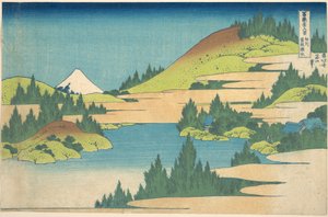 A Sagami tartománybeli Hakone-tó (Sōshū Hakone kosui), a „A Fuji-hegy harminchat látképe” (Fugaku sanjūrokkei) című sorozatból alkotó: Katsushika Hokusai