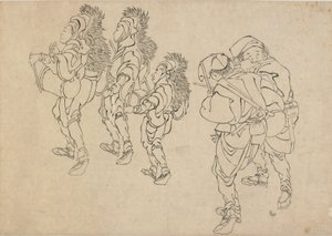 Oroszlántánc, 18. század vége – 19. század eleje. alkotó: Katsushika Hokusai