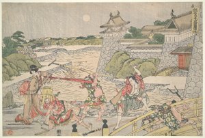 A negyvenhét R?in hűséges ligája (Csusingura), III. felvonás: Bannai és emberei megtámadták Kampeit alkotó: Katsushika Hokusai