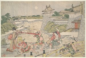 A 47 ronin hűséges szövetsége (Chūshingura), III. felvonás: Kampeit megtámadja Bannai és emberei alkotó: Katsushika Hokusai