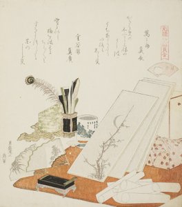 A stúdió, illusztráció a The White Shell-hez alkotó: Katsushika Hokusai