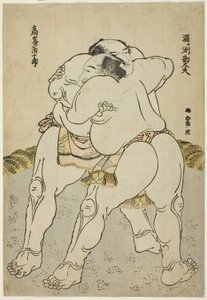 Tesumo Wresters Uzugaen Kandayu Draft és Kazuki Takasaki alkotó: Katsushika Hokusai