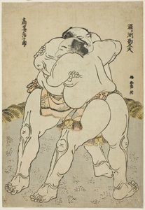 Tesumo Wresters Uzugaen Kandayu Draft és Kazuki Takasaki alkotó: Katsushika Hokusai
