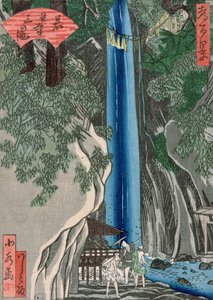 A vízesés (színes fametszet) alkotó: Katsushika Hokusai