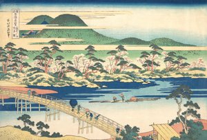 Togetsu híd Arashiyamánál Yamashiróban, a Figyelemre méltó kilátások a hidakra sorozatból, kb. 1830. alkotó: Katsushika Hokusai