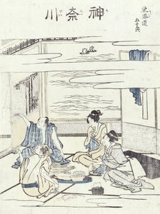 Két pár egy belső térben (fatömb nyomat) alkotó: Katsushika Hokusai