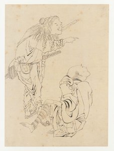 Két vadász, Edo-korszak, 19. század. alkotó: Katsushika Hokusai