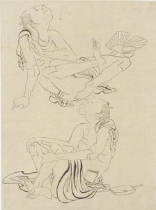 Két férfi pihen nyáron, Edo-korszak (tinta, papír) alkotó: Katsushika Hokusai