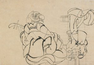 Két vázlat: samisen játszó hölgy és megfigyelő háttal..., 18. század vége – 19. század eleje. alkotó: Katsushika Hokusai
