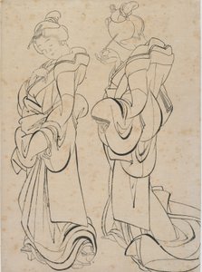 Két nő, 18. század vége-19. század eleje. alkotó: Katsushika Hokusai