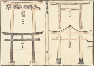 A Torii ív különböző típusai, 1816 alkotó: Katsushika Hokusai