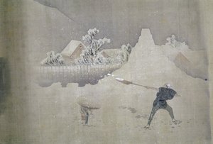 Kilátás a Fuji-hegyre, a Fuji-hegy tizenkét nézete című festett tekercsből alkotó: Katsushika Hokusai