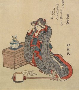 Haját rögzítő nő, 1797-1819 alkotó: Katsushika Hokusai