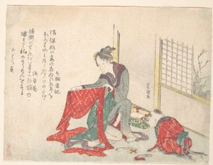 Ruhát hajtogató nő alkotó: Katsushika Hokusai