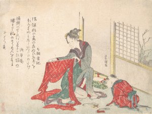 Női összecsukható ruha, 18. század vége – 19. század eleje. alkotó: Katsushika Hokusai