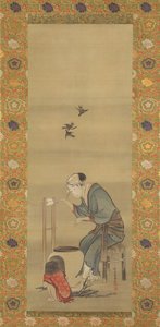 Selymet fonó nő, 1790-ben. alkotó: Katsushika Hokusai