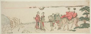 Nők és kísérők a Tanakawa strandon alkotó: Katsushika Hokusai