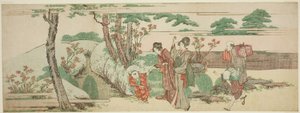 Nők és gyerekek piknikezni alkotó: Katsushika Hokusai