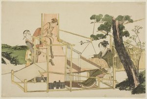 Nők szövőszéken alkotó: Katsushika Hokusai