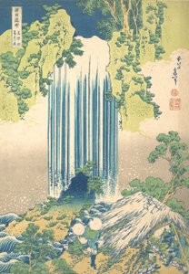 Yoro-vízesés Mino tartományban Mino no Yoro no taki, az A Tour of Wate... sorozatból, kb. 1832. alkotó: Katsushika Hokusai