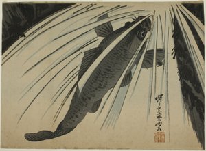 Carp Ascending Falls alkotó: Kawanabe Kyosai