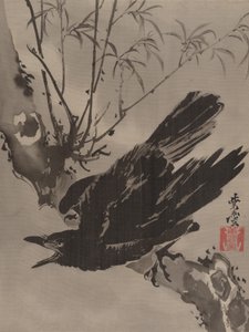 Varjú ágon, kb. 1887. alkotó: Kawanabe Kyosai