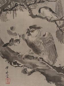 Kismadarak által kigúnyolt bagoly, kb. 1887.