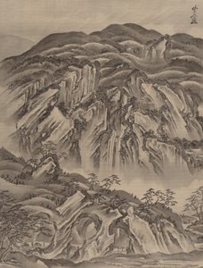 Sziklás táj, kb. 1887. alkotó: Kawanabe Kyosai