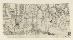 Az ember köszön a gyereknek alkotó: Kawanabe Kyôsai (attributed to)