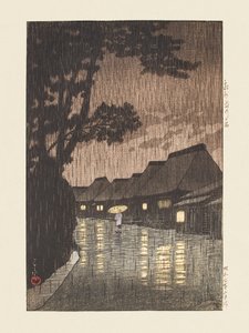 Soshu Maekawa No Ame (Eső Maekawában, Sagami tartomány) (1932) alkotó: Kawase Hasui